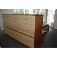 New Guinea Rosewood drawer cabinet with Silver Ash drawer fronts.2600mm(L)x1350(H)x565(D) 