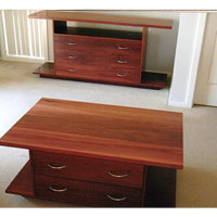Contemporary Jarrah Entertainment Unit and Matching Coffee Table. 