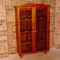 Small China Cabinet with Leadlight Doors. Queensland Maple. 