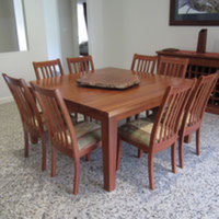 1.5 metre square Jarrah Dining Table & 8 chairs