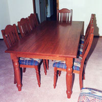 Traditional Style Red Mahogany Dining Table &amp; 8 Chairs (one not shown).